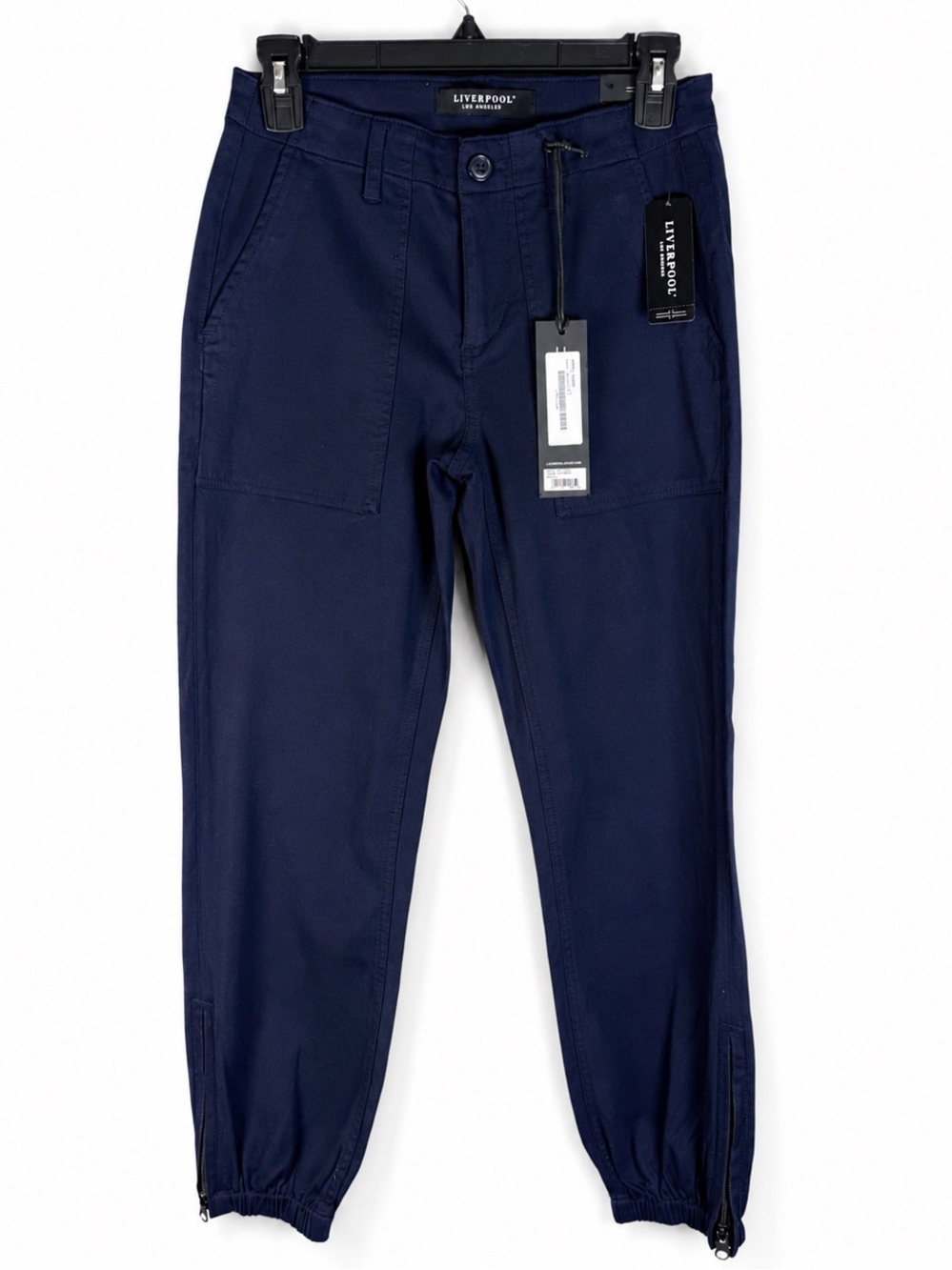 Liverpool Rich Navy Womens Jogger Slacks 26/2 NWT Reg $109 Zip Hem Travel Pants!